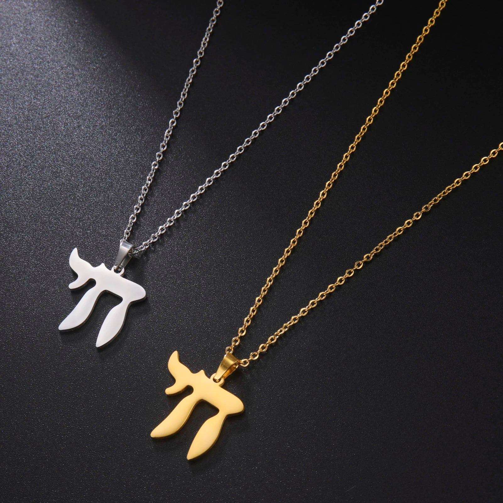 Hebrew Letter Chai Pendant Necklace Stainless Steel Amulet Jewish Judaism Necklaces Sign of Life Jewelry