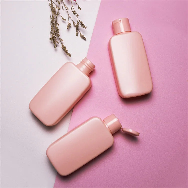 New Desgin Customized Color 250ml pink Color Flat square Empty HDPE for Shampoo Hair Conditioner Bottles Hot Color