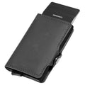 Men's Minimalist Short Leather Wallet with Smart Aluminum Cover Mini Pop-up RFID Protector and Card Case Open Closure Type