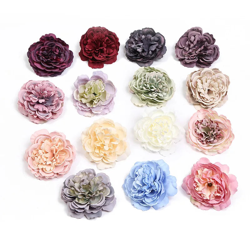 8cm Wholesale Colorful Silk Flower Heads DIY Arrangement Artificial Peony Flower Heads for wedding