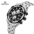 NAVIFORCE 8042 SBS Big Dial Business Wrist Men Watches Small Three Needle Silver Business Quartz Watch for Men Silver Watches