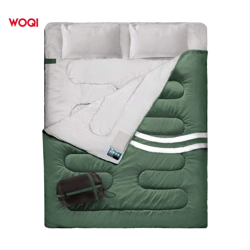 WOQI Hot Sale Windproof Heavy-duty Anti-snag Economically Outdoor Camping Double Sleeping Bag MegaBDM