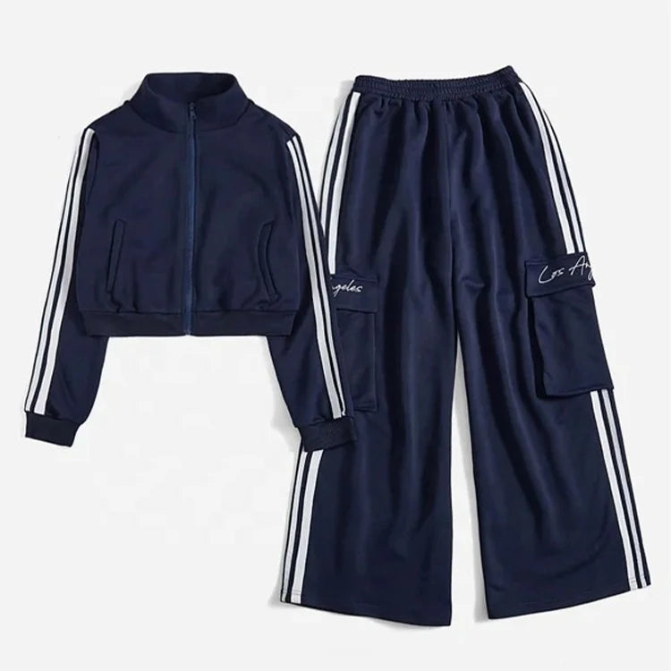 E221301 Custom Hoodie and Sweatpants 2 Piece Set Fashion Gym Unisex Zipper up Sweatsuit Jogger Set Running Tracksuit for Women