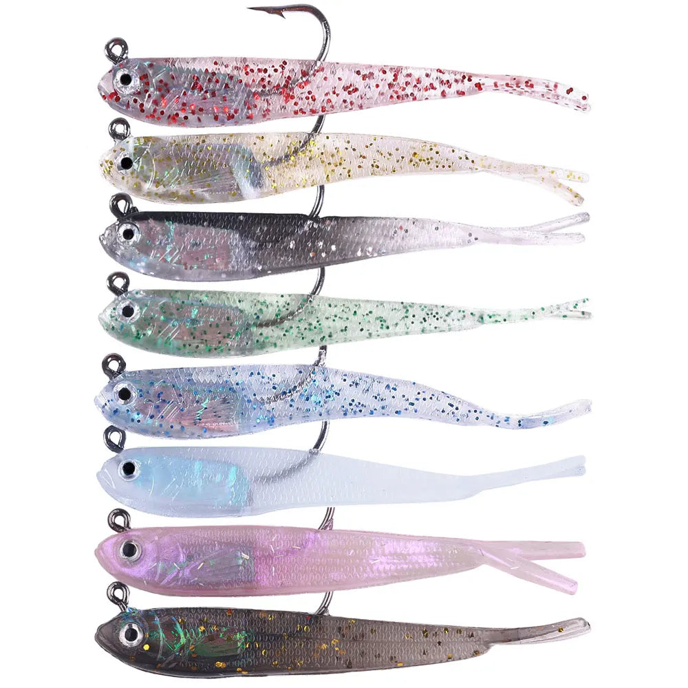7.5cm-5.5g Wholesale 5pcs/bag Split Tail Fishing Lures Soft Plastic Bait Lead Jig Head Fishing Lure