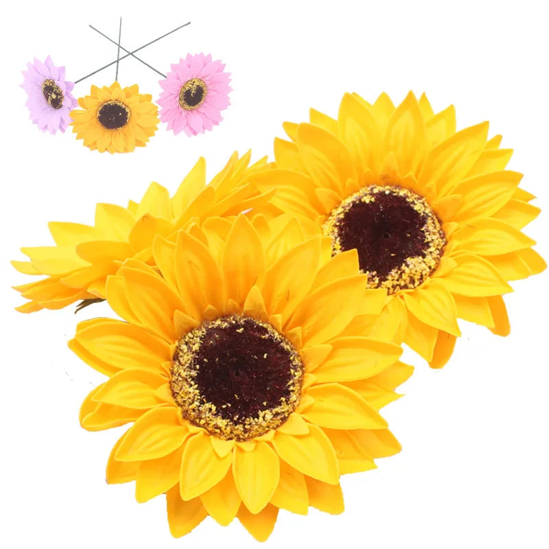 C-SF003 Wholesale 50PCS Soap Flowers Head Artificial Sunflower for Wedding Decoration Valentine's Day Gift DIY