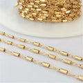 Real 14K Gold Filled Bar Chain Necklace 1.7MM Cylinder Unfinished Necklace Chain No Fade Permanent Jewelry Making Chains