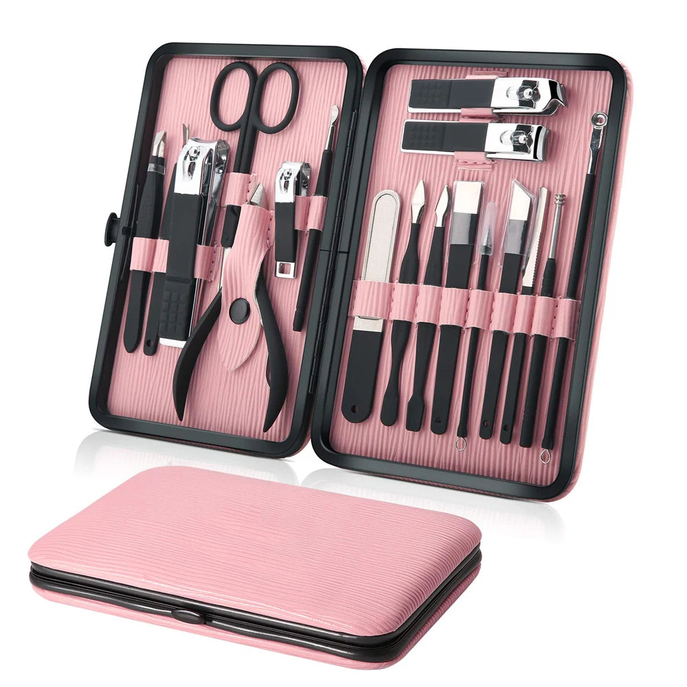 Professional Best Selling 18 - Piece Nail Care Tools Grooming Kit Pedicure Manicure Set Support Customized LOGO