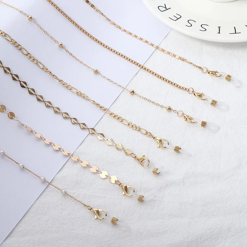 Fashionable 18K Gold Plated Glasses Chain for Women Sunglass Chain String Strap Metal Eyeglass Retainer Eyewear Holder