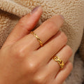 Waterproof Fashion 18K Gold Plated Jewelry Rope Band Rings Stainless Steel Thin Twist Ring Women Christmas Gift Party