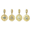 Round Gold Plated Devil Eye Pendant 925 Sterling Silver Beads with clear Zircon for Women Charm Jewelry Bracelet Dropshipping