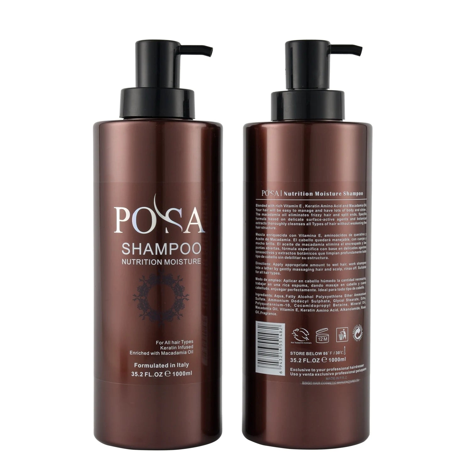 POSA Nutrition Moisture Shampoo Keratin Hair Care Salon Use Argan Oil Shampoo With Bulk