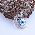 E-bay Best Selling Evil Eyes Moon Pendant  for Women Jewelry Silver Alloy Chains Necklace