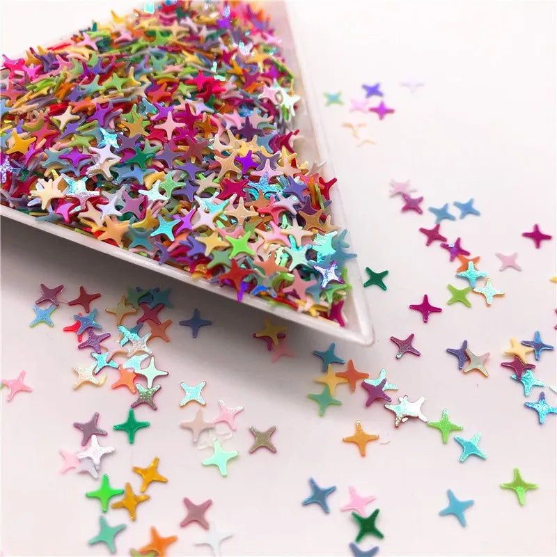 Wholesale 4mm Holographic 4-Point Star Sequin Craft 3D 2D Nail Art Hot Sale Diamond Slime Material Chunky PVC Glitter for Gift