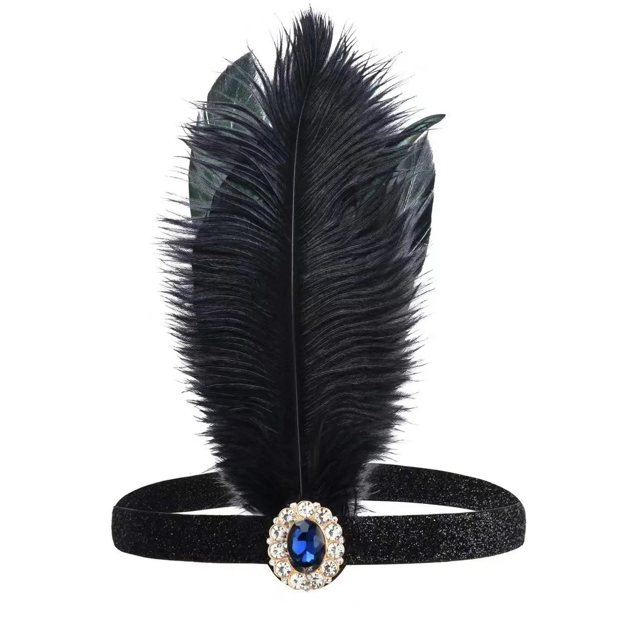 Vintage Women Flapper Headband Great Gatsby Headdress Feather & Cloth Stretchy Bridal Evening Party Costume Dress Accessories