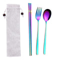 Manufacturer Wholesale Flatware Set Straw Spoon and Fork Stainless Steel Cutlery with Pouch