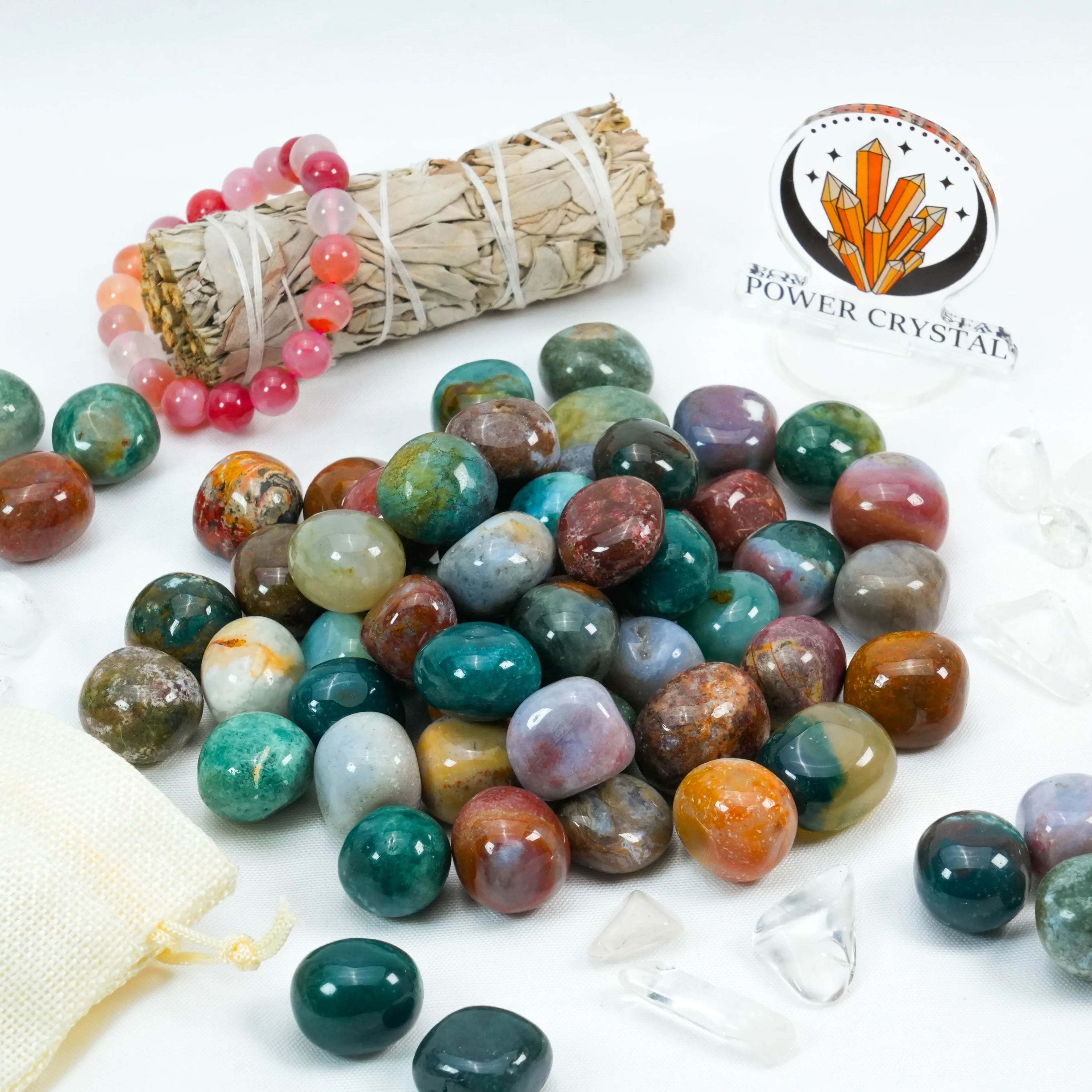 Hot Sale Natural Gemstone Ocean Jasper Tumbled Stones Healing Raw Stone for Reiki Healing Crystal Tumble Stones