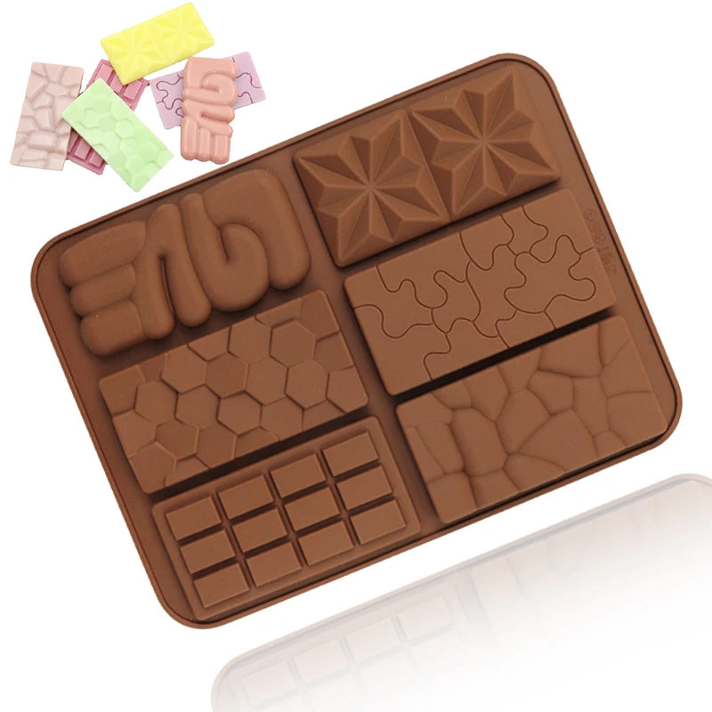 1069 Factory Free Sample 6 Cavity Different Waffle Blocks Silicon Chocolate Moulds Silicon Resin Mold Silicone Ice Cube Tray