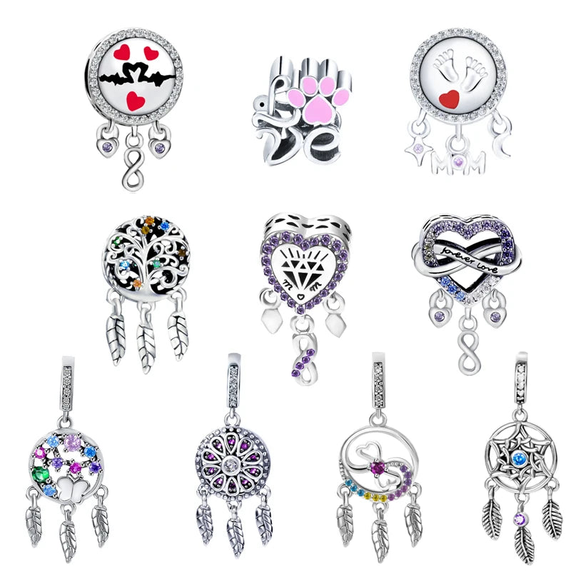 Fashion Jewelry Charms Plata 925 Silver Dream Catcher Pendant for Original Charm Bracelet Making