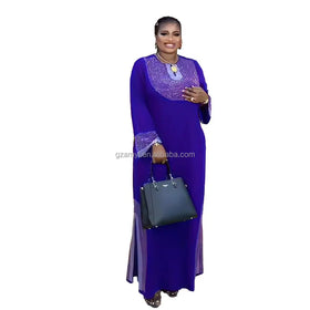 The New Listing Ankara Maxi Dress Luxury Rhinestone Decor Robe Africaine African Mom South African Clothing