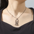 Double Sided Hollow Back Figure  Steel Pendant Palestine Boy Back Necklace