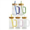 High Borosilicate Transparent Square Microwavable Glass Mugs with Handle-Modern Design for Party Use