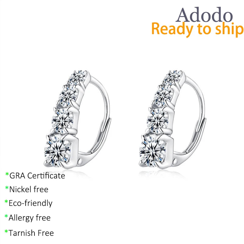 S925 Sterling Silver Jewellery U-shaped Earbuckle Simple Sweet Socialite Jewelry VVS Moissanite Hoop Earring for Girl Lady