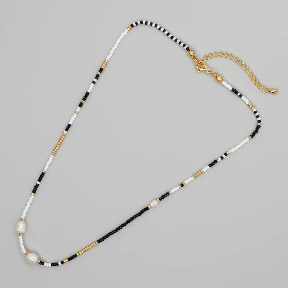 Go2boho Bohemian Colorful Luxury Golden Beaded Necklace Women Pearl Choker Boho Handmade Fashion Jewelry Miyuki Bead Necklace
