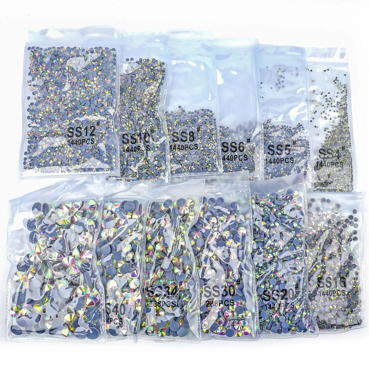 Wholesale Bulk Package High Quality Flat Back Glass Rhinestones AA SS3-SS30 Hotfix AB Iron-On Strass Shoes Garments Bags MegaBDM
