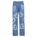 New Trendy Street Style Personalized Pantalones Jeans Graffiti High Waisted Straight Women's Jeans