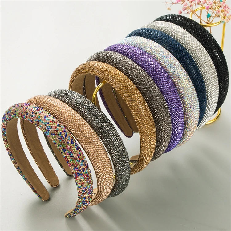 Luxury Colorful Full Diamond Headband Shiny Crystal Beauty Hairband Women Wedding Party Fashion Hair Accessories Fine Jewelry