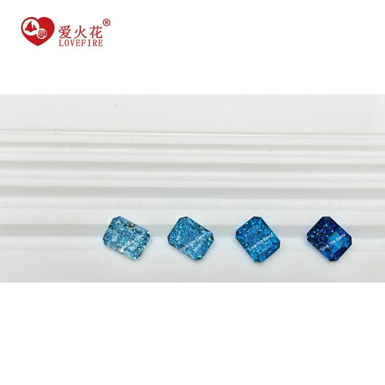 All Sizes Synthetic Aqua Blue Color Zircon Fancy Octangle Shape Loose Cz Stone 4k Crushed Ice Cut Cubic Circonia