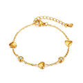 Elegant Hearts Chain Bracelets Golden Stainless Steel Women Engagement Gifts