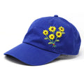 Sunflower Cotton Embroidered Dad Hat Curved Brim Baseball Cap Colorful Summer Cap Royal Blue Hats
