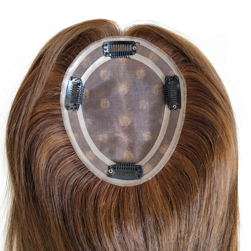 Handmade Mono Lace Base 100% Natural Real Human Hair Women Hair Pieces Topper With Affordable Price Clip in