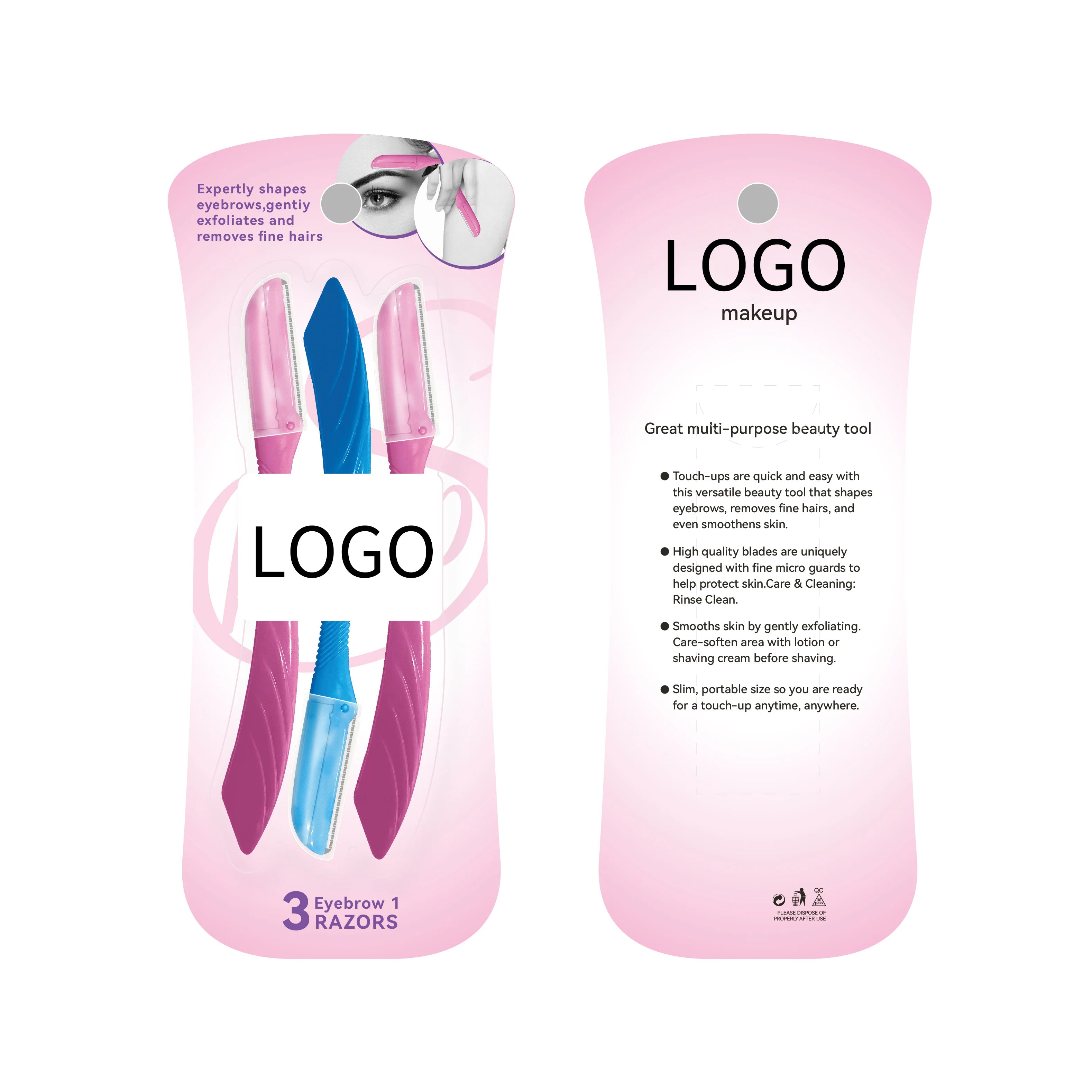 Eco-Friendly Women's Eyebrow Razor Trimmer Shaper Dermaplaning Tool for Brows