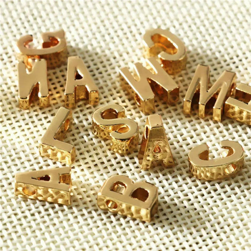 Wholesale Silver Gold Rose Gold Plated Letter Beads Stainless Steel for DIY Necklace