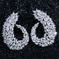QS Sparkling Cubic Zirconia Real Gold Plated Women Big Flower Drop Earrings for Brides Wedding Jewelry Luxury Accessories