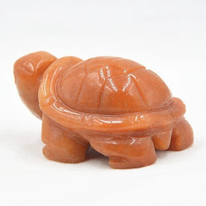 Huiying 2 Inch Hand Carved Tortoise Natural Semi-precious Red Aventurine Stone Craft Animal Turtle Statue for Home Decoration Crafts