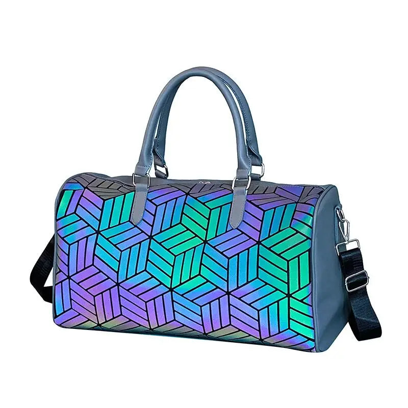 Wholesale Custom Quilted Spend the Night Bag Vegan Leather Holographic Duffel Travel Pink for Women Weekend Duffle Bags