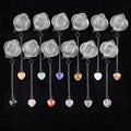 Wholesale Natural Gemstone Heart Charm Stainless Steel Ball Mesh Tea Strainer Healing Crystal Energy Stone Tea Strainers