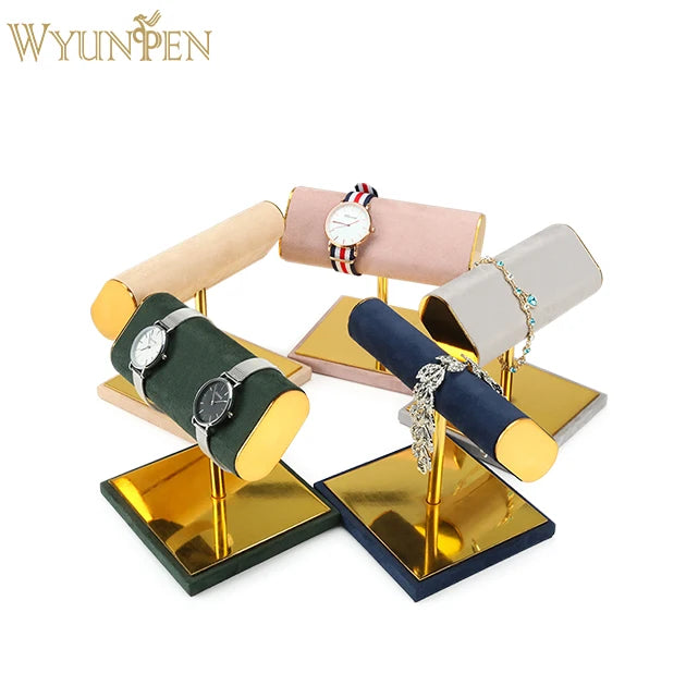 WYP Custom Luxury Metal Stand Display for Jewelry Suede Leather Watch Bracelet Display Stand