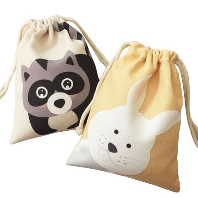 Custom Cotton Drawstring Bag Wholesale Animal Printing Cotton Dust String Bags for Gifts Packaging