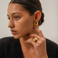 New Style Fashion Classic Texture Snake Design Layer 18K Gold Plated Plated Stainless Steel Opening Rings