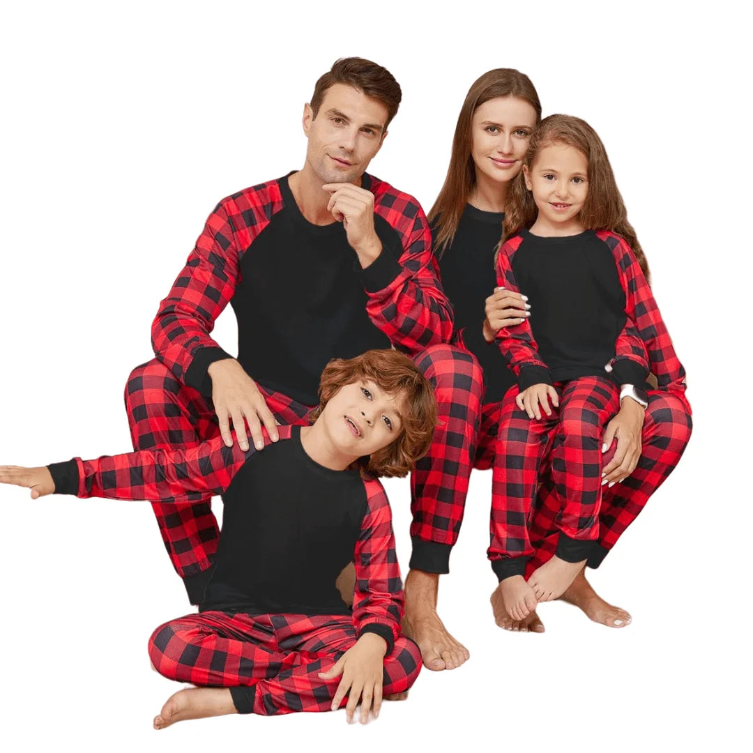 Christmas Fashion Print Family Sleepwear Pajamas Set Elastic Waist Closure Thermal for Summer and Spring for Parents and Kids
