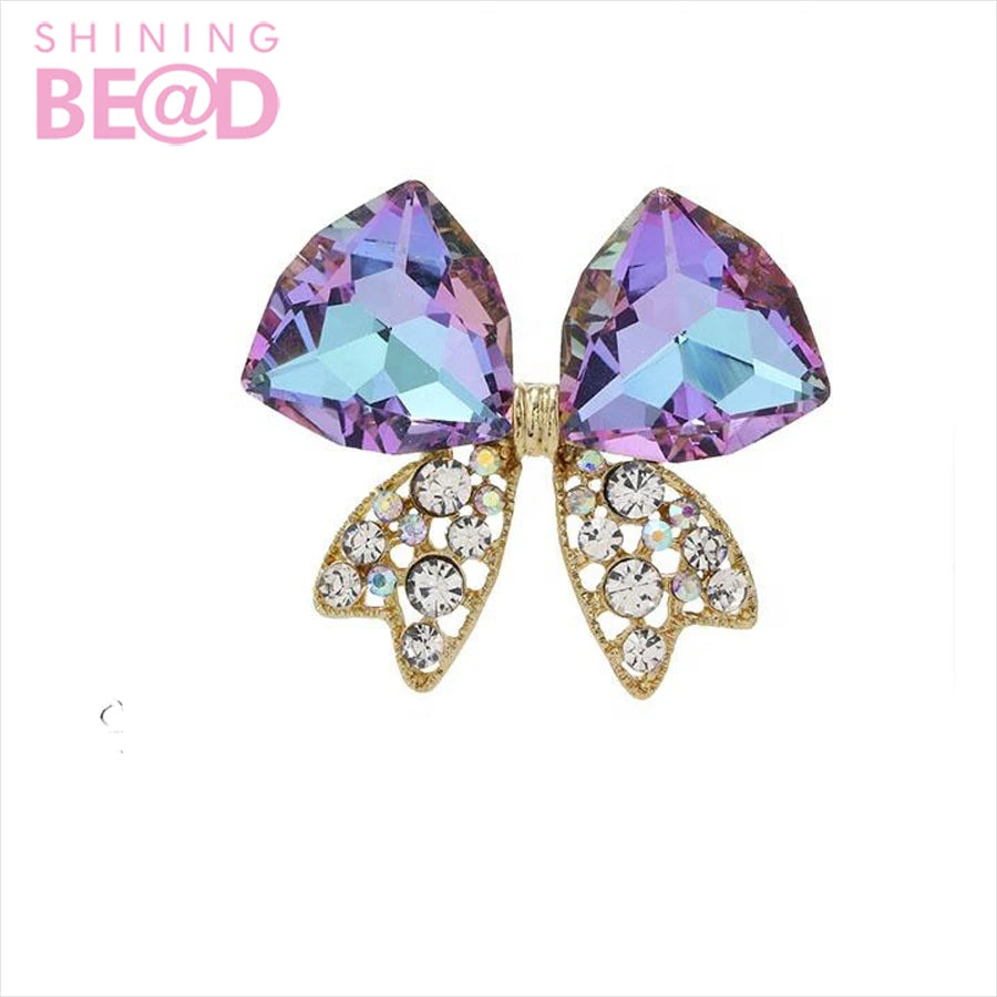 Hot-selling Product Classics Women Crystal Bowknot Brooch Shirt Dress Bow Tie Rhinestone Pins for Wedding Party Gift