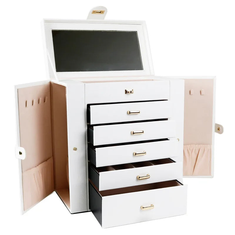 L Leather Multilayer Drawer Jewelry Storage Box Organizer case Stacker Style Bangle Bracelet Necklace Jewellery Organizer