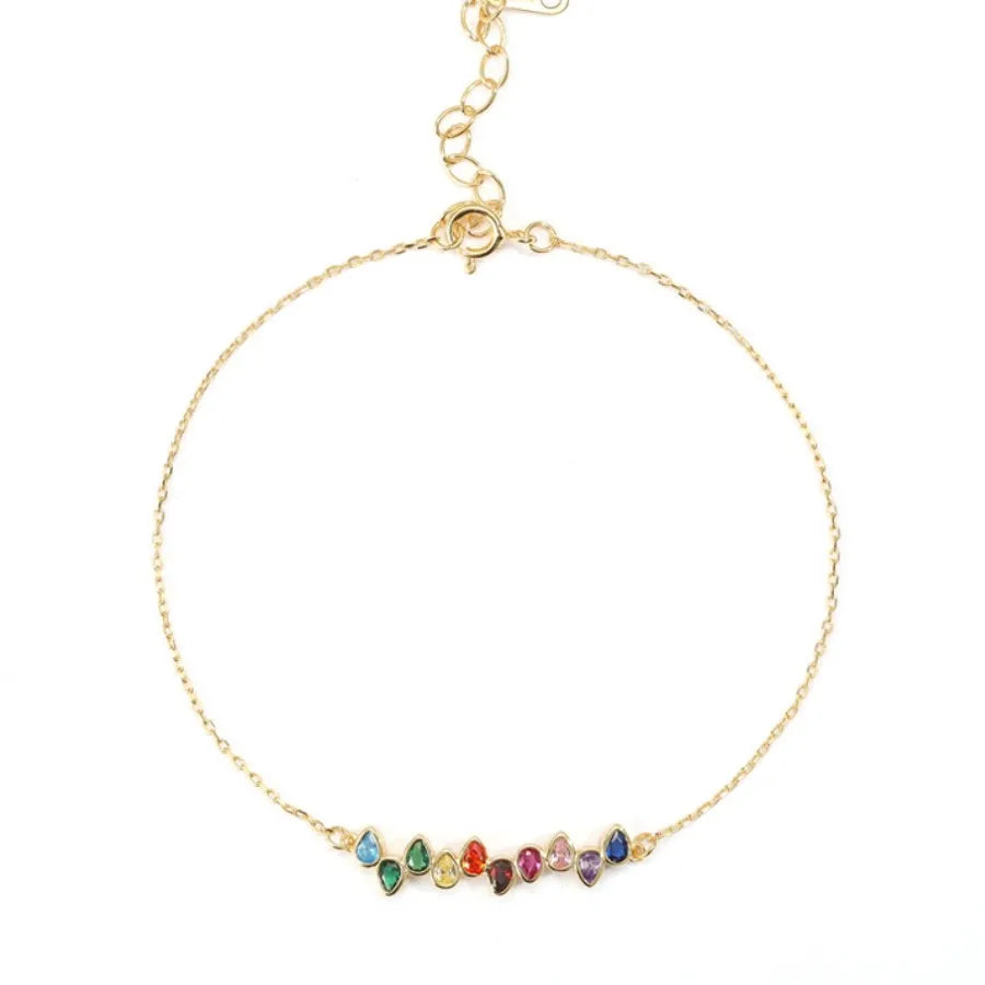 Wholesale Zircon rainbow Bracelet 925 Sterling Silver Color Zirconia Bohemian Bracelet Gold Plated CZ Bracelets for Girls