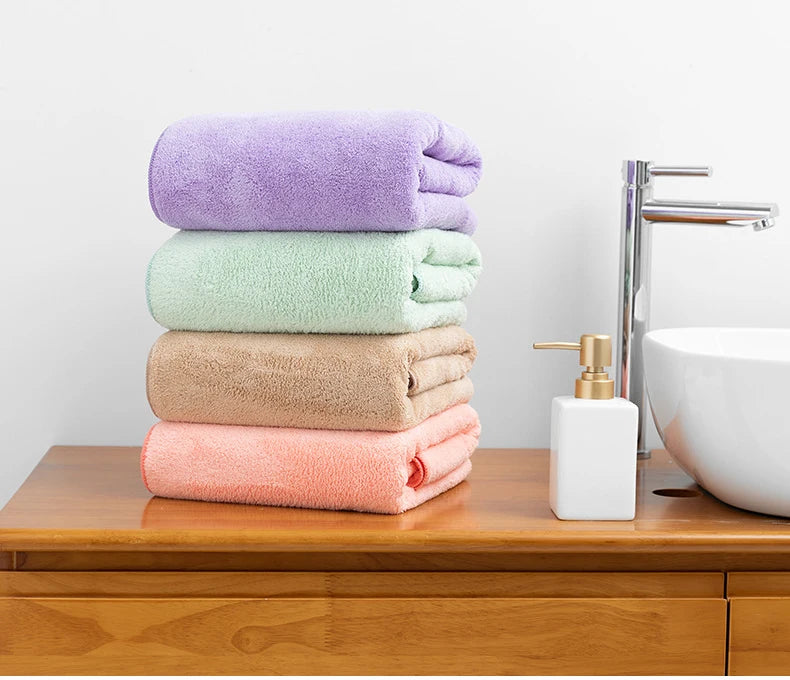 Custom Logo Printed Microfiber Bath & Hair Drying Towels Strong Absorption Cleaning Towels Woven for Adults