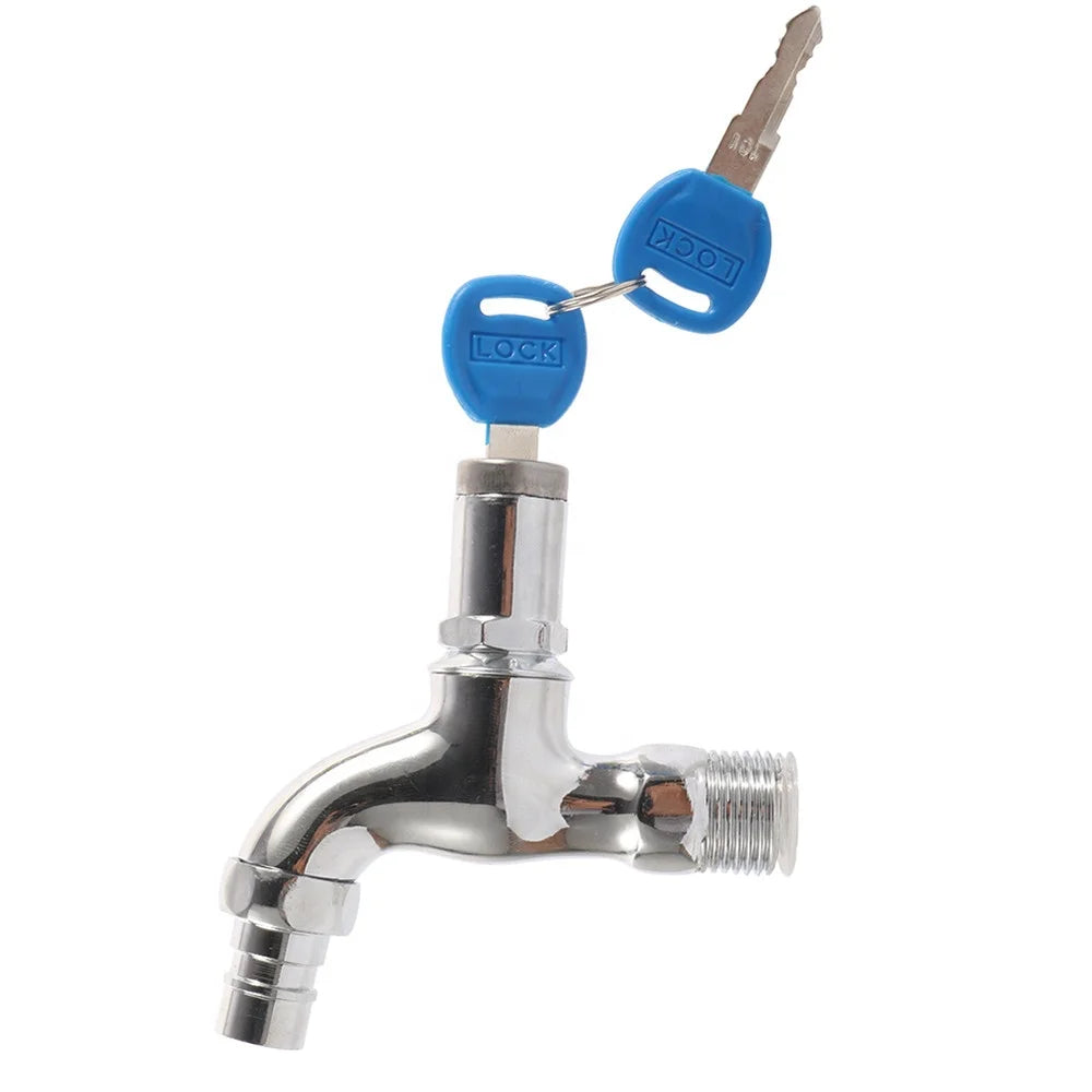 Alloy Anti Theft Faucet Lockable Water Tap 1/2 Inch Male Thread Bibcock Tap Connector With Lock Key