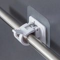 Adjustable Traceless Nail-Free Curtain Rod Holder Plastic Clamp Hooks Bracket Holders Adhesive Wall Fixed Clip Hanging Rack Hook